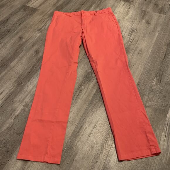 Vineyard Vines Breaker Pants Mens Sz 34x32 Slim Stretch Bright Coral 1P1290 - Picture 7 of 7